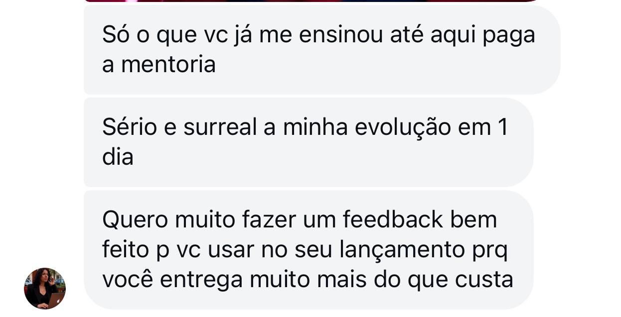 Depoimento de Luciana sobre evolução em 1 dia