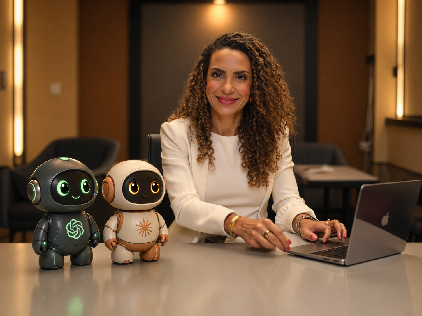Hellen Garcez trabalhando com Inteligência Artificial no notebook